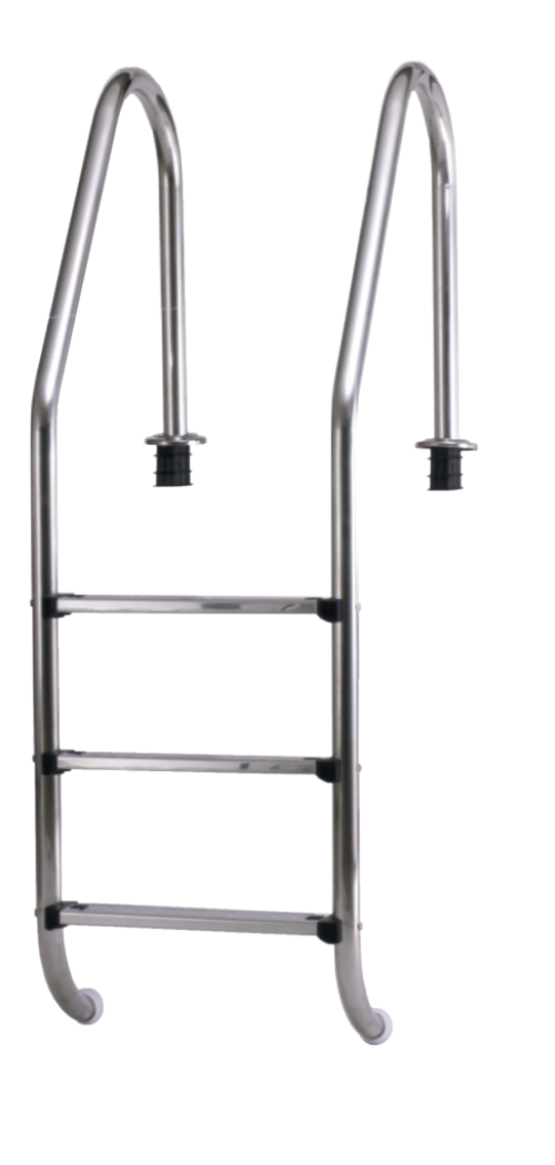 Edelstahlleiter STANDARD D 43 mm in V4A breiter Holm mit Ankersockel -4 Wahlmöglichkeiten