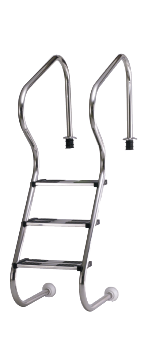 Edelstahl - Treppenleiter RESIDENTIAL D 43 mm in V4A  mit Flanschmontage    -2 Wahlmöglichkeiten