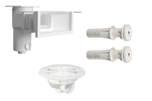 BWT Einbauteile Set mit Highlevel Skimmer, Einlaufdüsen und Bodenablauf BL-311