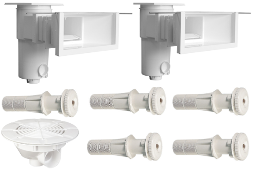 BWT Einbauteile Set mit Highlevel Skimmer, Einlaufdüsen und Bodenablauf BL-311