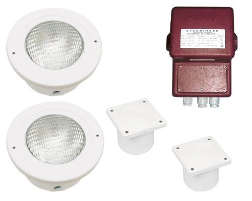 Aktion - Set mit 2 Scheinwerfer 300 Watt, Trafo und Klemnmdosen