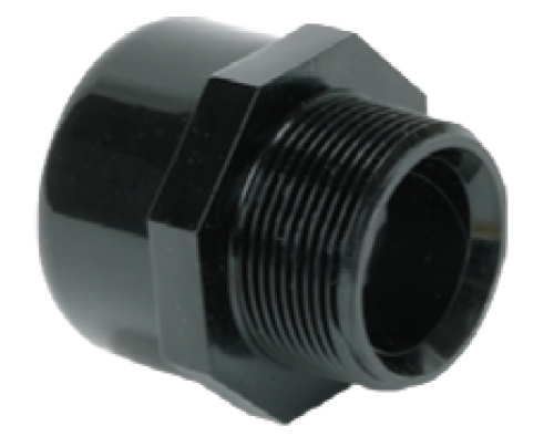 Übergangsmuffennippel 50 x 1 1/2“ AG schwarz