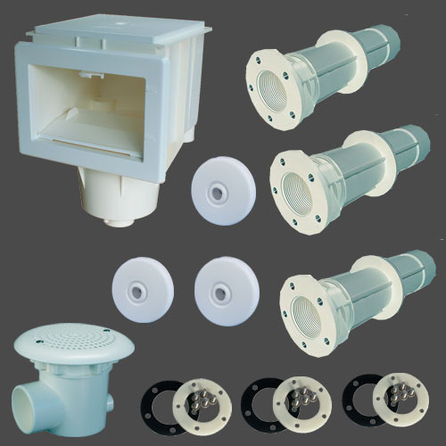 Set 2 - 1 Skimmer, 1 Bodenablauf, 3 Düsen ABS