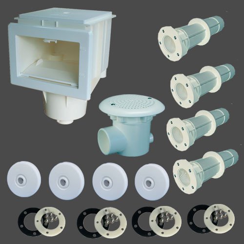 Set 5 - 1 Skimmer, 1Bodenablauf, 4 Düsen ABS