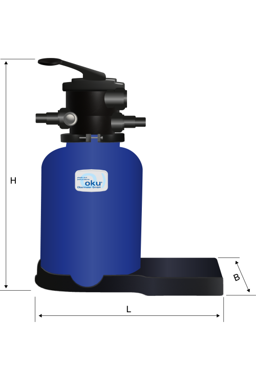 Abmessungen Filterbehälter D300mm OKU mit Filterpalette