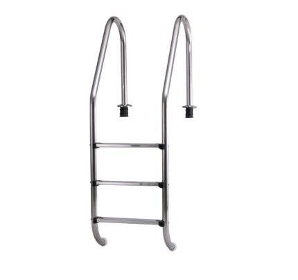 Edelstahlleiter STANDARD D 43 mm in V2A breiter Holm mit Ankersockel - 4 Wahlmöglichkeiten